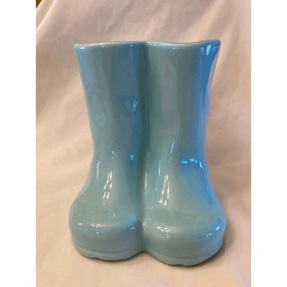 Rae Dunn Artisan Collection Fresh Herbs Ceramic Boot Planter Teal Blue - Picture 2 of 12